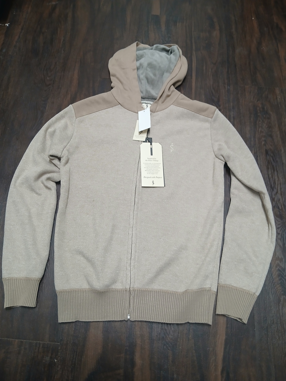 Men's Zip-Up Hoodie Sweater in Taupe